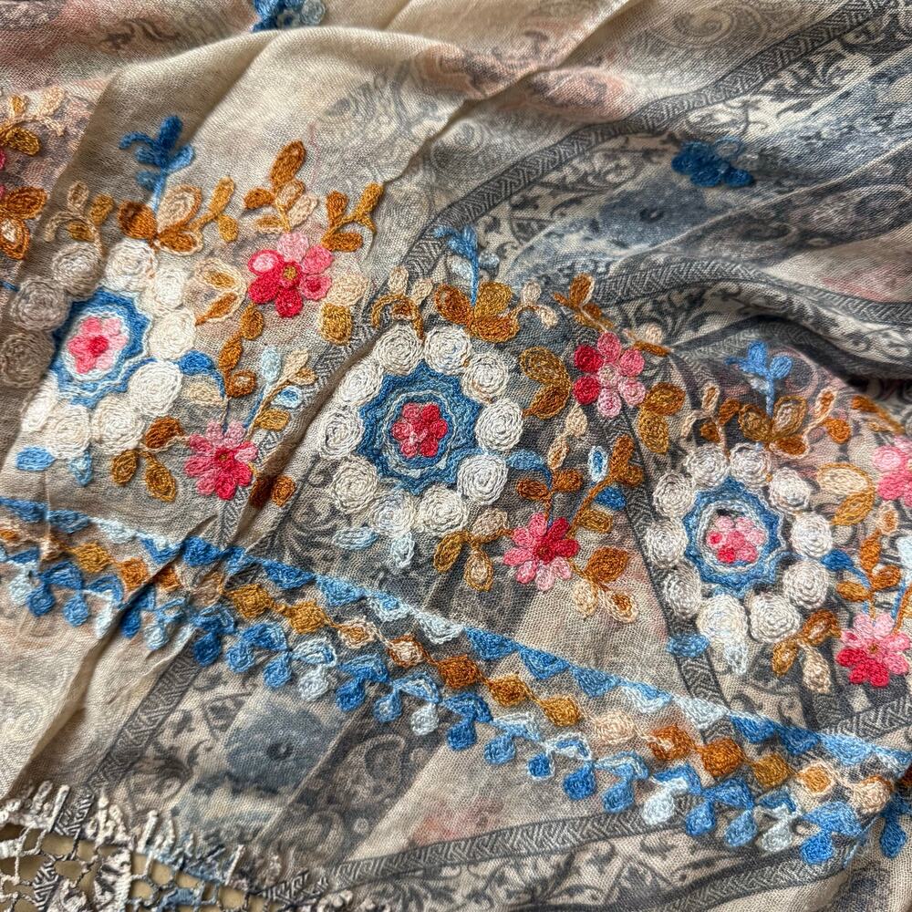Origami boho open cardigan kimono lace embroidered coastal grandma western OS - Picture 10 of 14